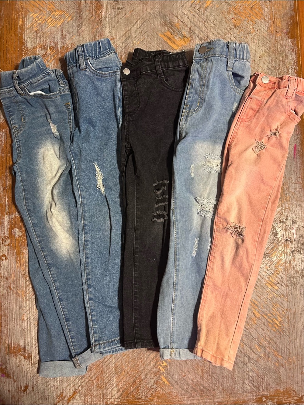 SHEIN Kids Distressed Jeans - Blue, Black, Light Blue, Pink